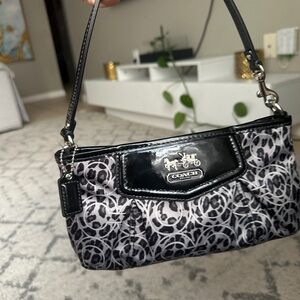 Coach Black and Gray Patterned Shoulder Bag